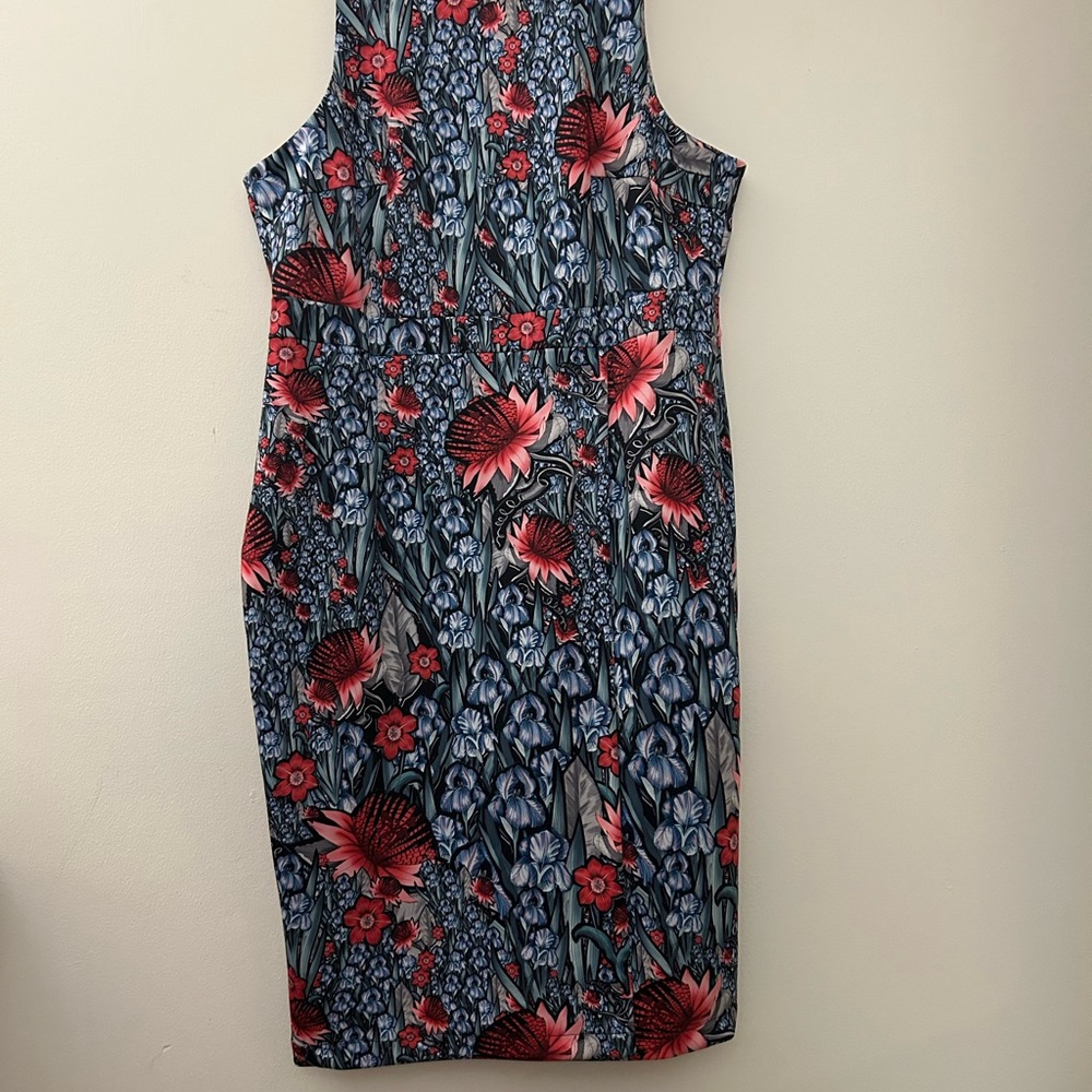 Floral Sleeveless Dress - Red and Blue
